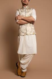 Ivory Pathani With Bandi Jacket Designed By Siddhartha