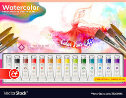 watercolor paint set ads royalty free