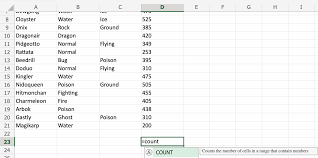 excel count function