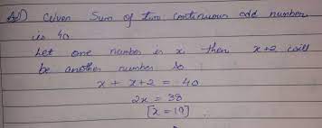 continuous odd numbers is 40