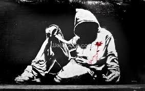 1974, a remarkable figure of british street art. Banksy Hoodie Mit Messer Graffiti Tapete Wallsauce De