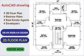 building 2d floor plan in autocad convert