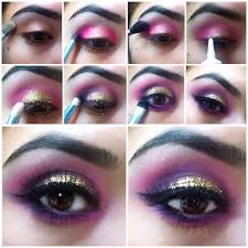 purple gold glittered smokey eye