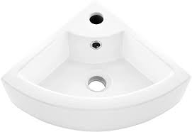 Corners are often unused and forgotten spots. Vasoyo Small Corner Bathroom Sink Wall Mount White Triangle Porcelain Ceramic Above Counter Mini Wall Vanity Vessel Sinks With Single Faucet Hole And Overflow Amazon Com