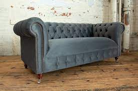 Graphite Grey Velvet Chesterfield Sofa
