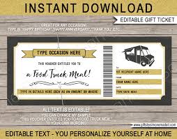 You can download the free printable gift certificate templates instantly without any registration. Food Truck Meal Voucher Template Printable Gift Ticket Card Certificate