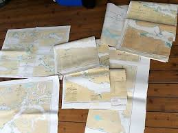 Vintage Canada Bc Sea Map Nautical Charts Adjoining Lot Of 7 Johnstone Strait Ebay