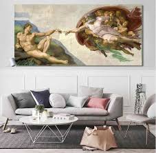 High quality removable wall decals. Canvas Painting Michelangelo The Creation Of Adam Sistine Wall Art Chapel 4 Sizes Hd Fabric Canvas Poster Print Wall Pictures Creation Of Adam Painting Michelangelothe Paintings Aliexpress