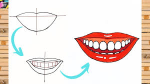 how to draw smile lips with teeth for