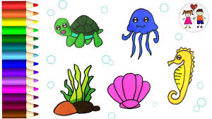 Check spelling or type a new query. Drawing And Coloring Ocean Animals For Kids How To Draw Turtle Jellyfish Seahorse For Baby Youtube