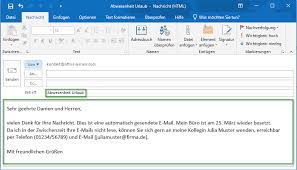 Abwesenheitsnotiz auf englisch aufbau kostenlose 5. Abwesenheitsnotiz In Outlook Erstellen Office Lernen Com