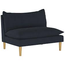 Fabric upholstered wooden framed armless loveseat, gray and black overstock $ 902.49. San Simeon Linen Navy Fabric Armless Loveseat 74n14 Lamps Plus
