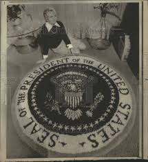 1975 press photo presidential seal rug