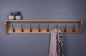 Oak Coat Rack With Shelf Wooden Cast