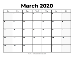march 2020 calendar with holidays