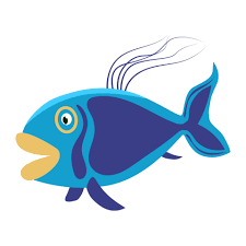 blue fish with big yellow lips isolated