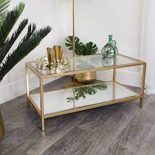 Gold Glass Mirrored Coffee Table