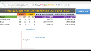area feet and inches calculator in