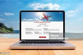 Travel Insurance Concept On A Laptop Screen Stock Photo Image Of Trip  gambar png