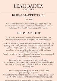 bridal pricing leah baines artistry