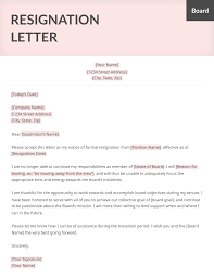 career specific resignation letters