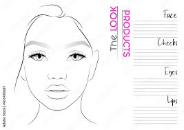 makeup artist face chart blank template