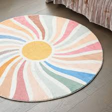 sun rainbow round rug colorful boho