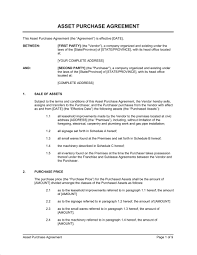 Asset Purchase Agreement Retail Store Template Word Pdf