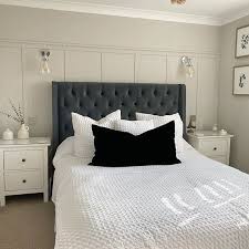 grey headboard bedroom decor