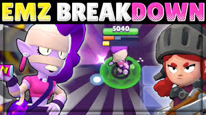 Casting sharp pebbles at enemies, and summoning a sandstorm to hide teammates.. Emz Guide Tips And Strategies Brawl Stars Up