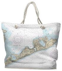 Montauk Ny Nautical Chart Tote Bag