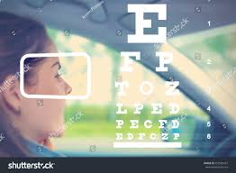 Woman Driving Car Eyesight Check Chart Stock Photo Edit Now