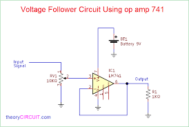 Voltage Follower Circuit Using Op Amp 741