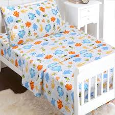 Blue Orange Cotton Toddler Sheet Set