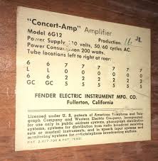 Fender Concert Amp Tube Transitional Chart Telecaster
