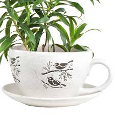 A wide variety of ceramic pot saucer options are available to you, such as usage condition, material, and plastic type. Bird On Branch Ceramic Cup Saucer Planter Pot