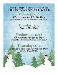 Christmas spirit week planner, editable week schedule, winter event flyer, template for pto pta, instant download price: St Dominic High School