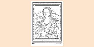 famous paintings colouring page mona lisa