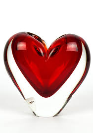 Heart Red Sculpture Made Murano Glass