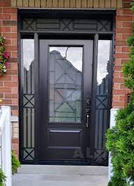 Black Front Door With Sidelights And
