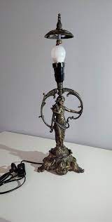 Stained Glass Lamp Base Brass Leg Lady