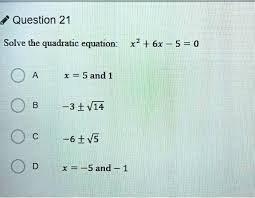 solved question 21 solve the quadratic