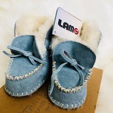 Lamo Baby Moc Blue Booties Sizes S Xl Nwt