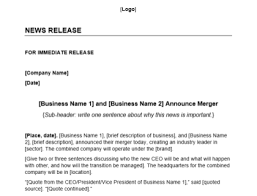 merger press release template free