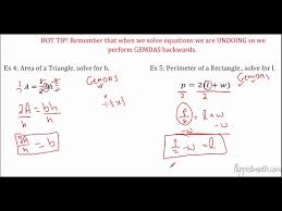 Algebra I 2 5 Literal Equations