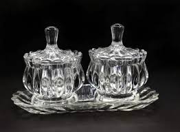 Glass Bowl With Lid And Tray Serving