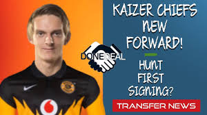 Kaizer chiefs emerged from a fifa transfer ban to announce the signings of six new players on july 9 before adding another one on tuesday. Psl Transfer News Kaizer Chiefs New Forward Hunt First Signing Youtube