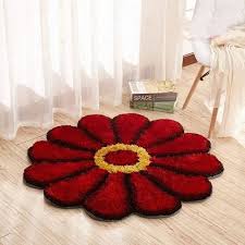 red flower shaped fur carpet