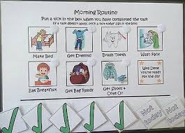 Childrens Morning Routine Chart Learning Autism Reward