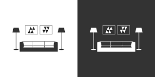 Living Room Icon With Sofa Floor Lamps